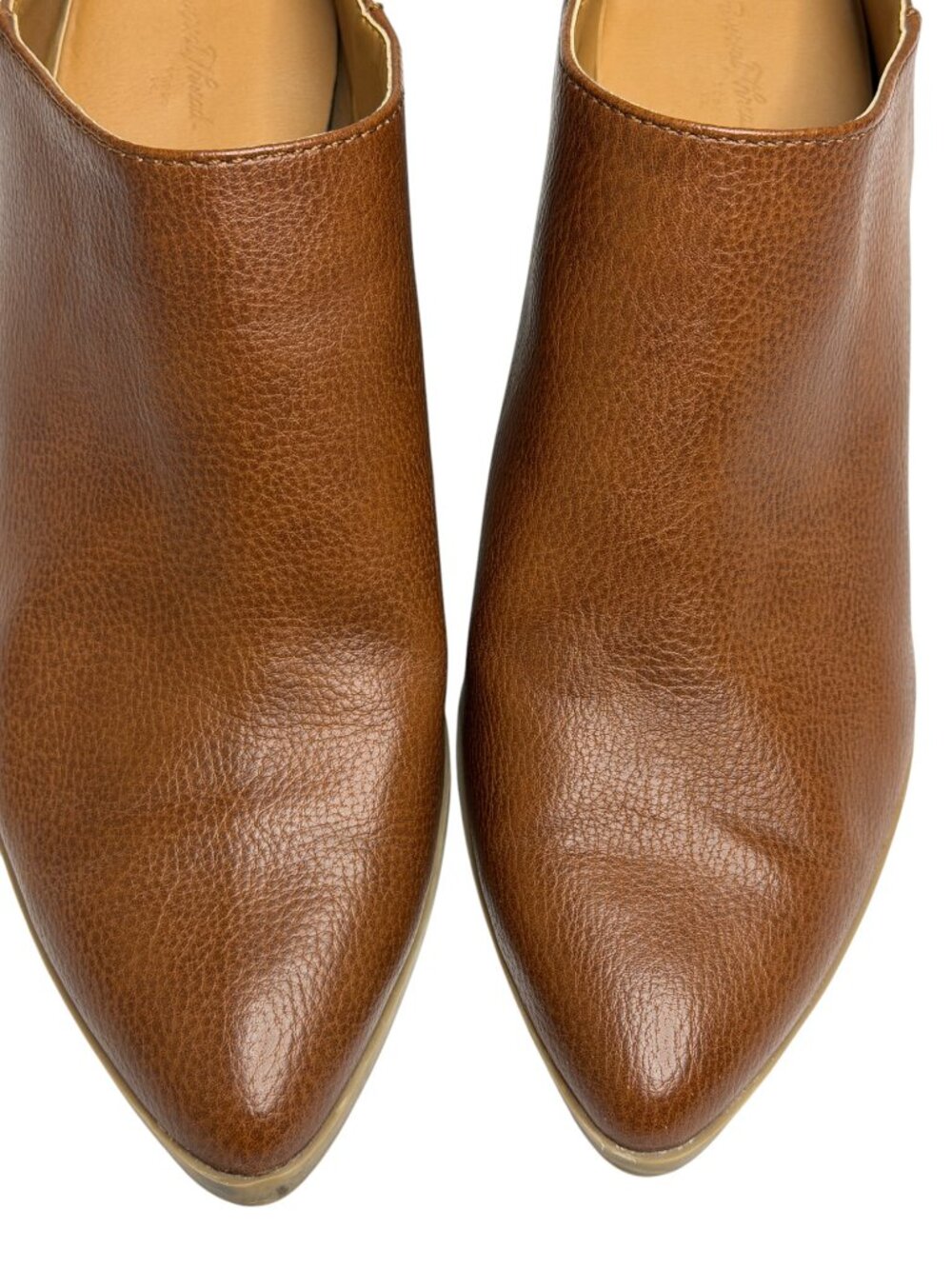 Universal Thread Amber Mules Shoes Pebbled Faux Leather Block Heel Brown 8.5 - Picture 4 of 9